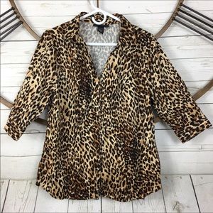 LANE BRYANT 14 Stretch Button Down Shirt V Neck